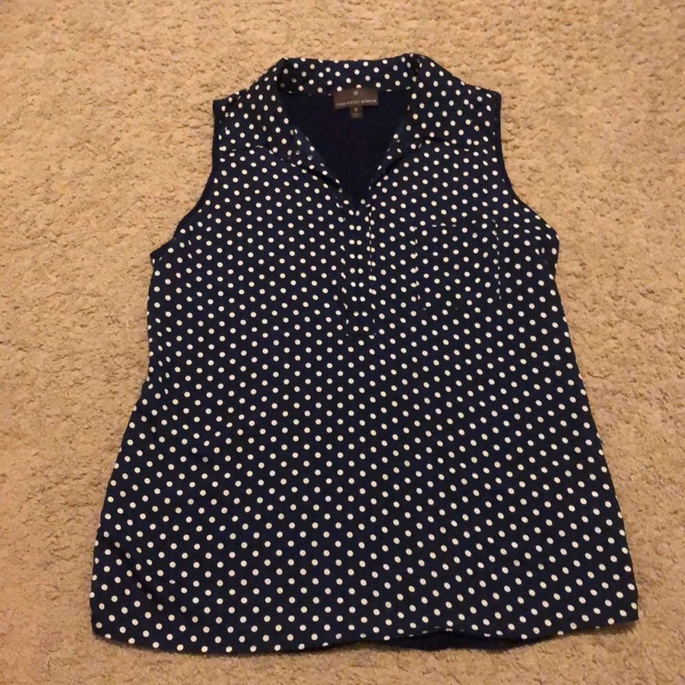 Collared polka dot tank top